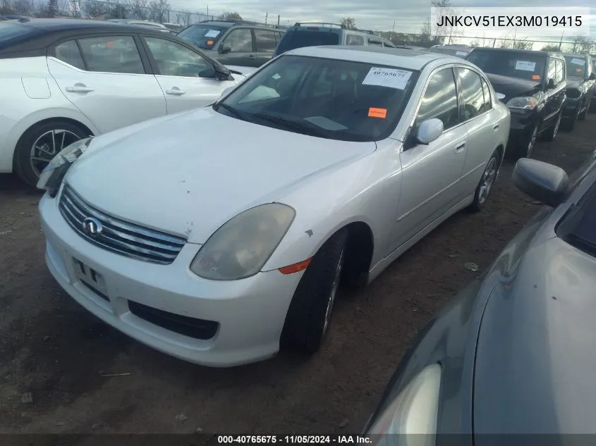 2003 Infiniti G35 Luxury Leather VIN: JNKCV51EX3M019415 Lot: 40765675