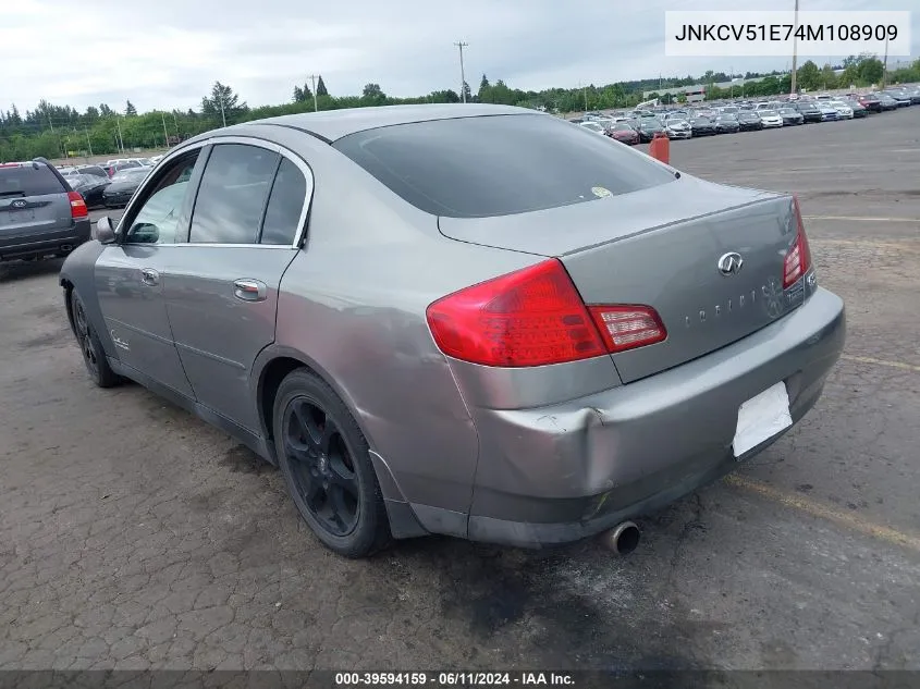 2004 Infiniti G35 VIN: JNKCV51E74M108909 Lot: 39594159