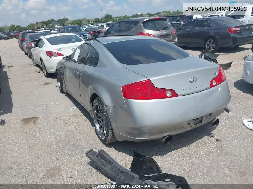 2004 Infiniti G35 VIN: JNKCV54E04M805933 Lot: 39618997