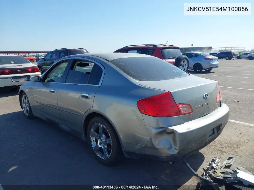 2004 Infiniti G35 VIN: JNKCV51E54M100856 Lot: 40113436