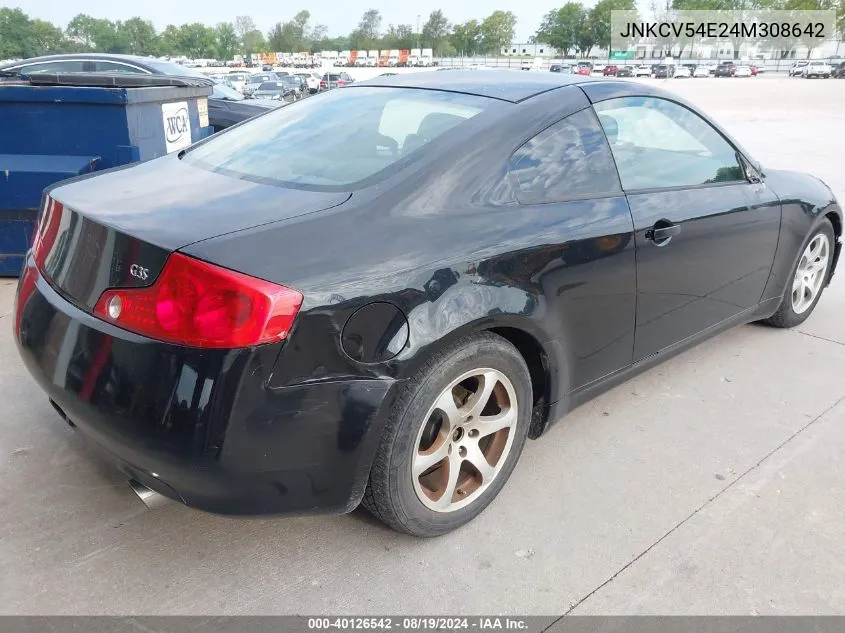 2004 Infiniti G35 VIN: JNKCV54E24M308642 Lot: 40126542