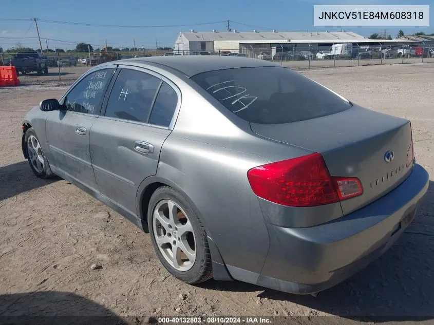 2004 Infiniti G35 VIN: JNKCV51E84M608318 Lot: 40132803