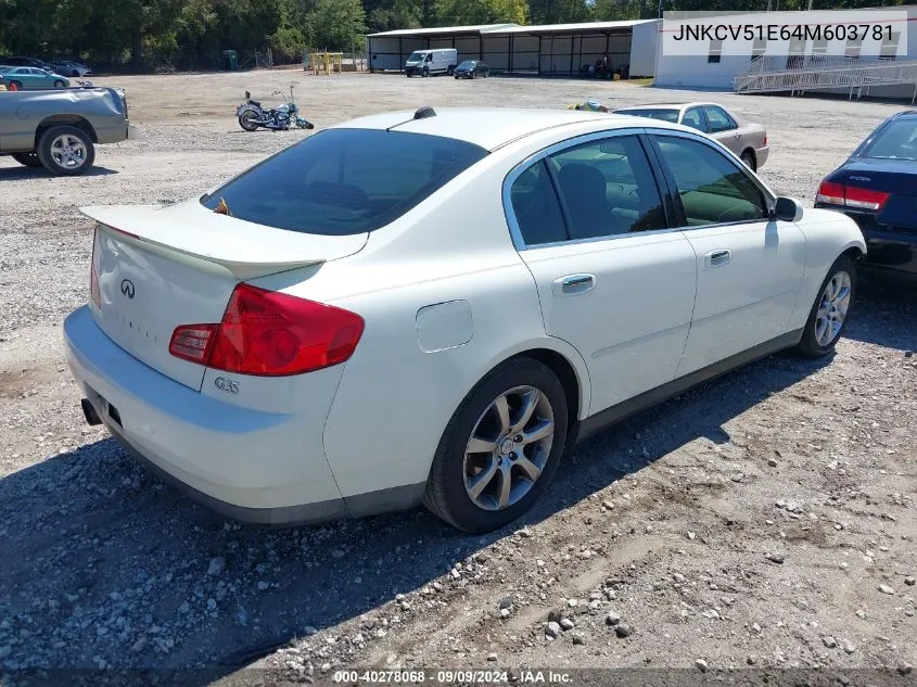 2004 Infiniti G35 VIN: JNKCV51E64M603781 Lot: 40278068