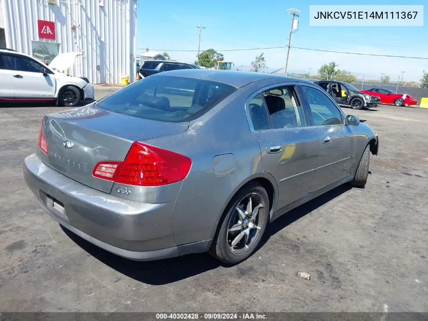 2004 Infiniti G35 VIN: JNKCV51E14M111367 Lot: 40302428