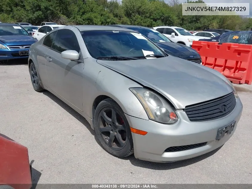 2004 Infiniti G35 VIN: JNKCV54E74M827329 Lot: 40343138