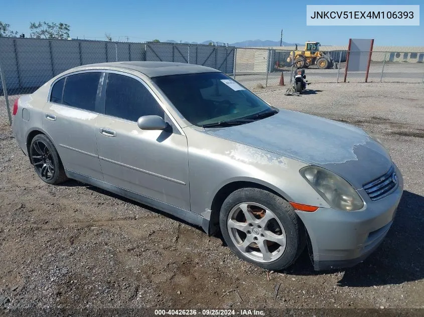 2004 Infiniti G35 VIN: JNKCV51EX4M106393 Lot: 40426236