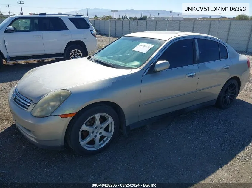 2004 Infiniti G35 VIN: JNKCV51EX4M106393 Lot: 40426236