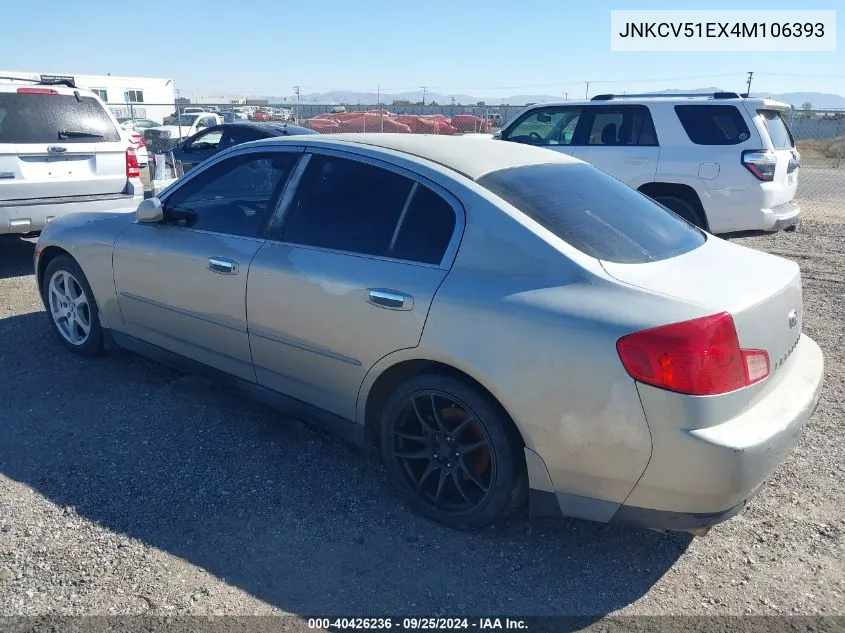 2004 Infiniti G35 VIN: JNKCV51EX4M106393 Lot: 40426236