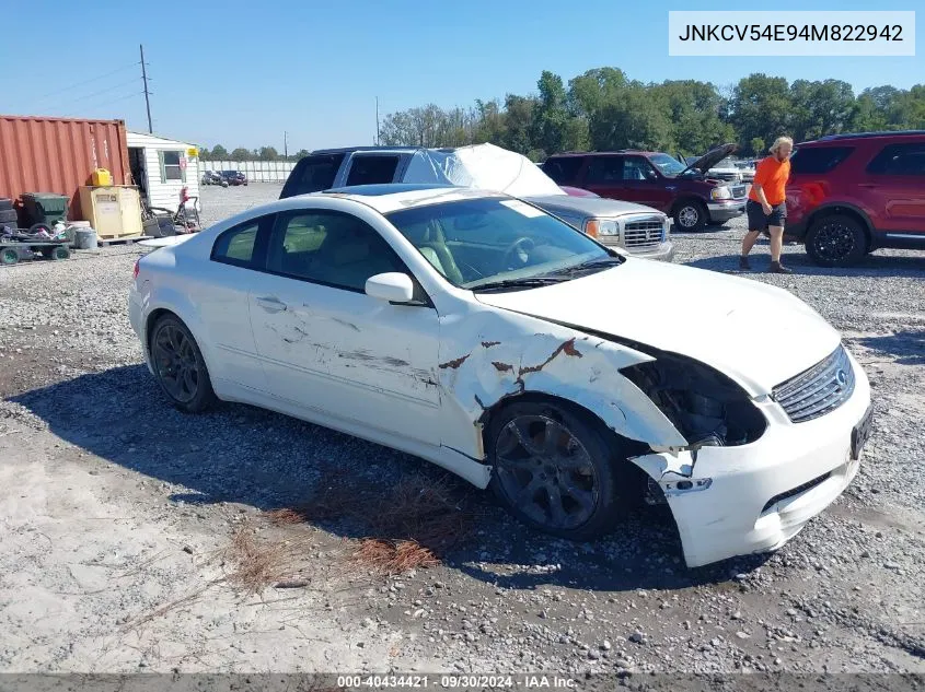 2004 Infiniti G35 VIN: JNKCV54E94M822942 Lot: 40434421