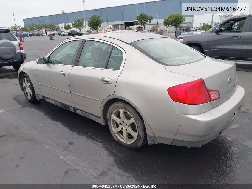 2004 Infiniti G35 VIN: JNKCV51E34M616777 Lot: 40452374