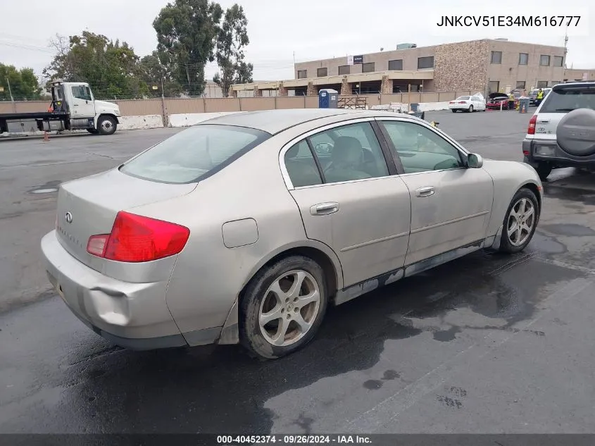 2004 Infiniti G35 VIN: JNKCV51E34M616777 Lot: 40452374