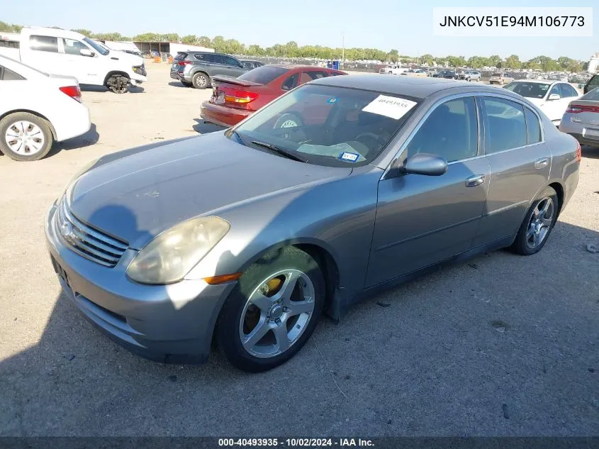 2004 Infiniti G35 VIN: JNKCV51E94M106773 Lot: 40493935