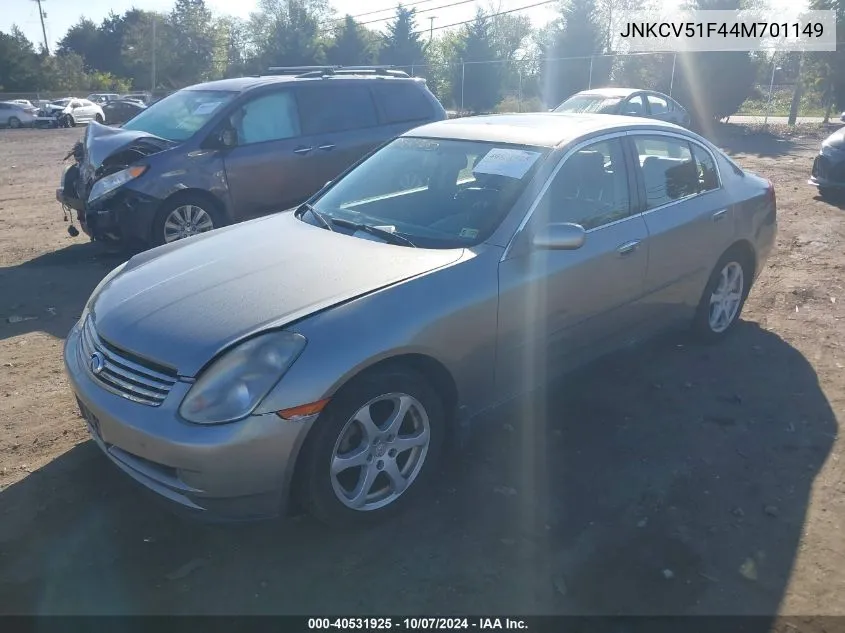 2004 Infiniti G35X VIN: JNKCV51F44M701149 Lot: 40531925