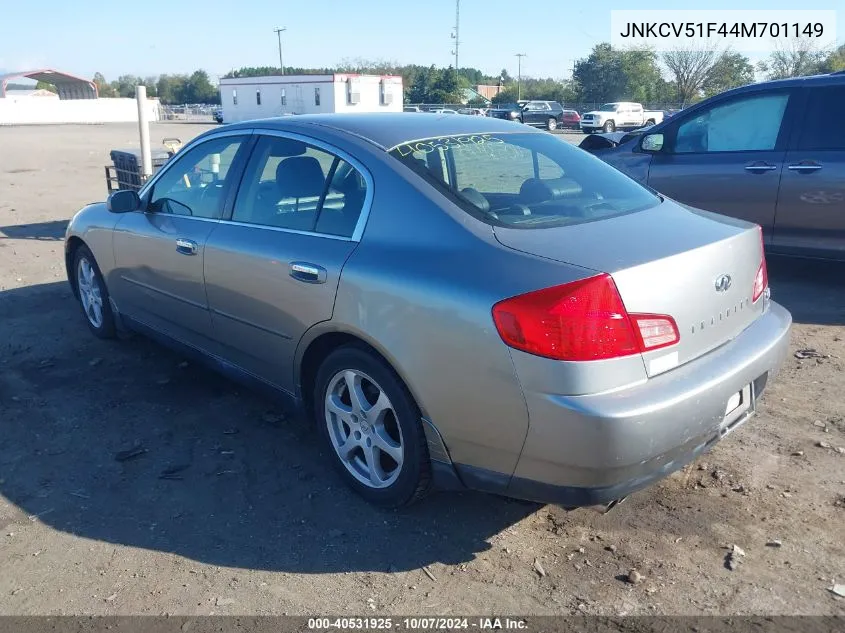 2004 Infiniti G35X VIN: JNKCV51F44M701149 Lot: 40531925