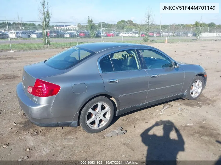 2004 Infiniti G35X VIN: JNKCV51F44M701149 Lot: 40531925