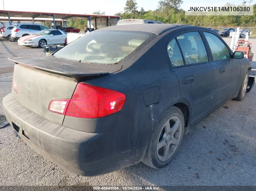 2004 Infiniti G35 VIN: JNKCV51E14M106380 Lot: 40540084