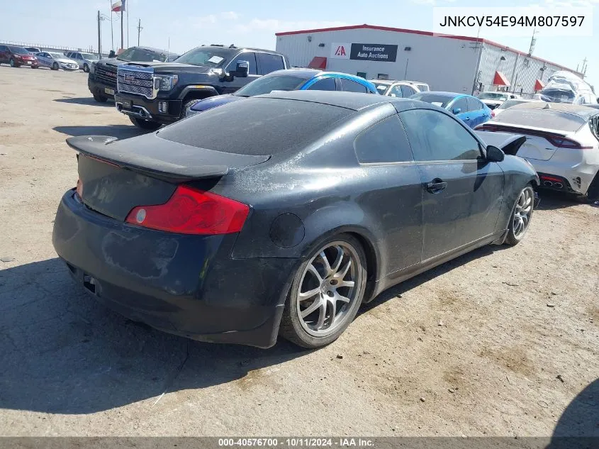 2004 Infiniti G35 VIN: JNKCV54E94M807597 Lot: 40576700