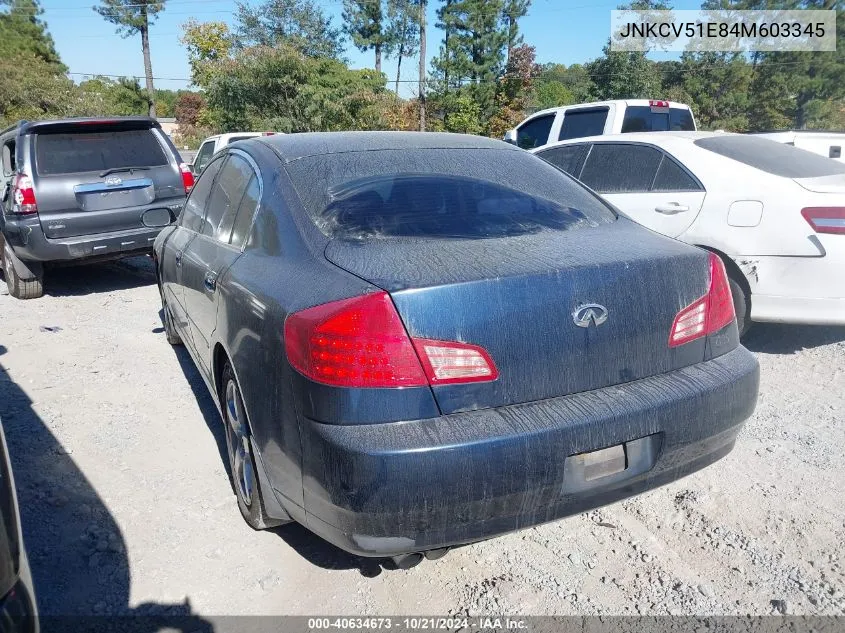 2004 Infiniti G35 VIN: JNKCV51E84M603345 Lot: 40634673