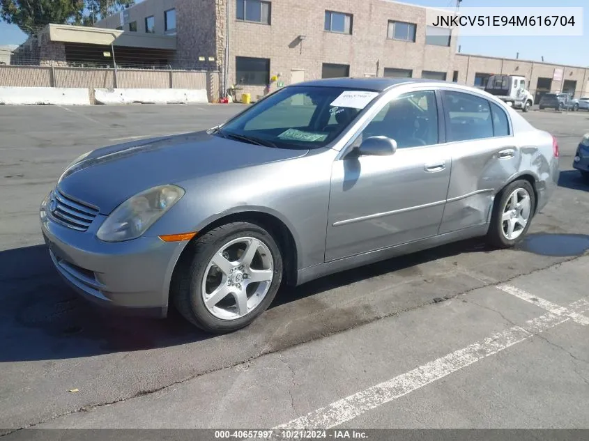 2004 Infiniti G35 VIN: JNKCV51E94M616704 Lot: 40657997