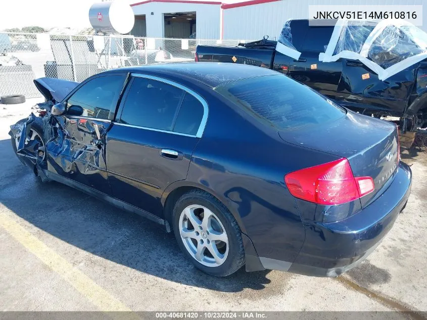 2004 Infiniti G35 VIN: JNKCV51E14M610816 Lot: 40681420