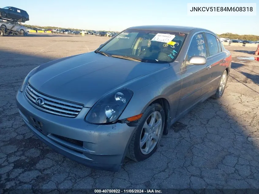 2004 Infiniti G35 VIN: JNKCV51E84M608318 Lot: 40750922