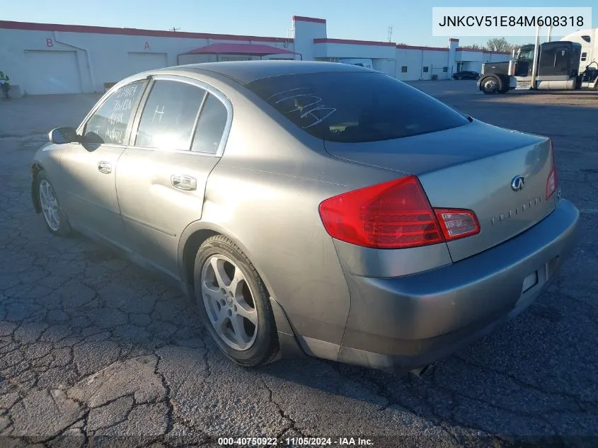 2004 Infiniti G35 VIN: JNKCV51E84M608318 Lot: 40750922