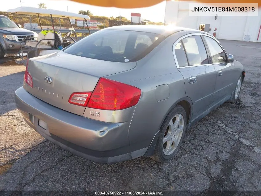 2004 Infiniti G35 VIN: JNKCV51E84M608318 Lot: 40750922