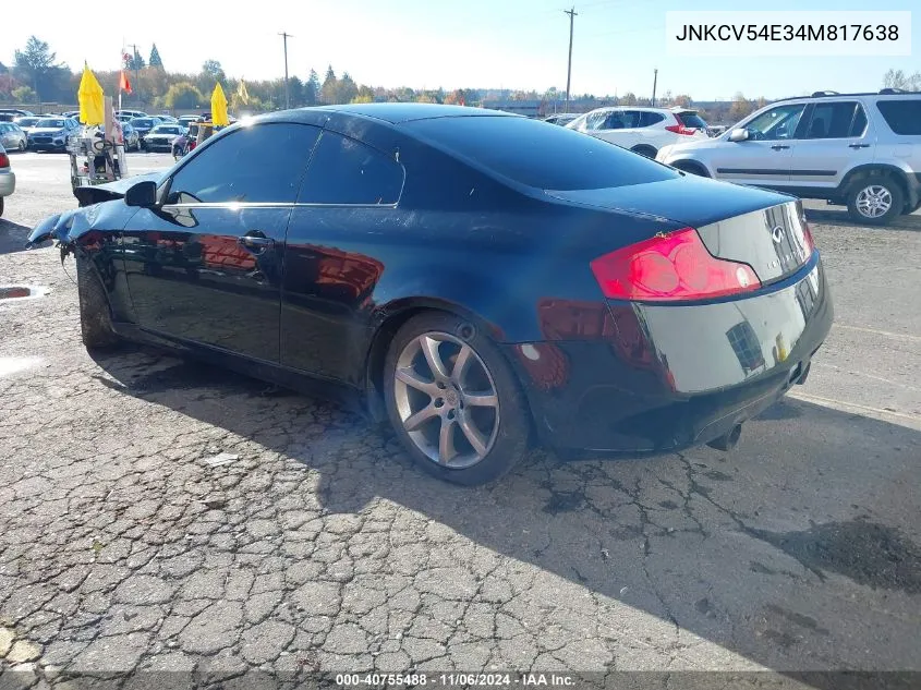 2004 Infiniti G35 VIN: JNKCV54E34M817638 Lot: 40755488