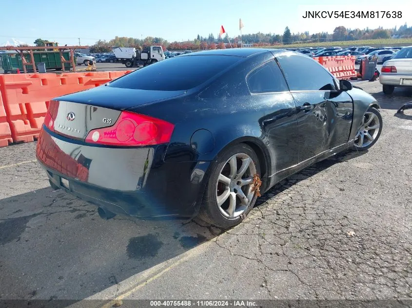 2004 Infiniti G35 VIN: JNKCV54E34M817638 Lot: 40755488