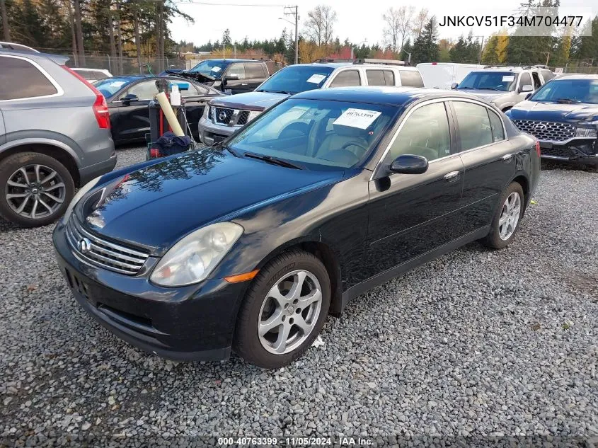 2004 Infiniti G35X VIN: JNKCV51F34M704477 Lot: 40763399