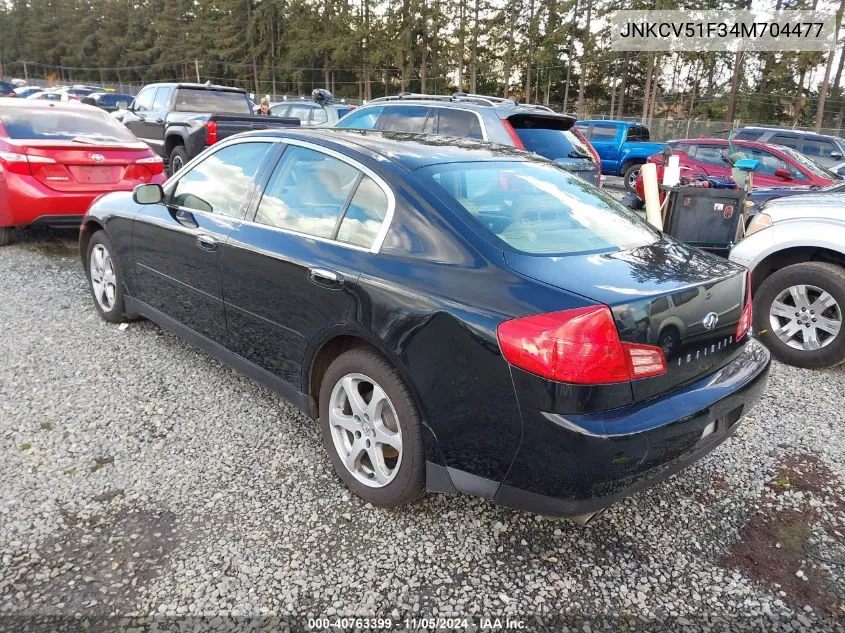 2004 Infiniti G35X VIN: JNKCV51F34M704477 Lot: 40763399