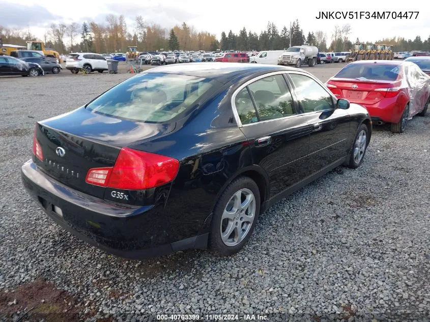 2004 Infiniti G35X VIN: JNKCV51F34M704477 Lot: 40763399