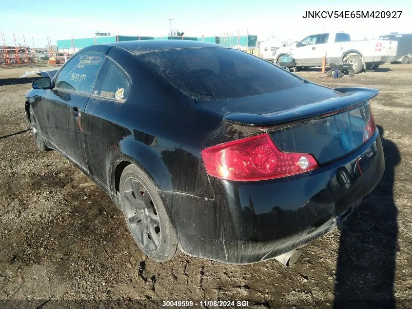 2005 Infiniti G35 VIN: JNKCV54E65M420927 Lot: 30049599