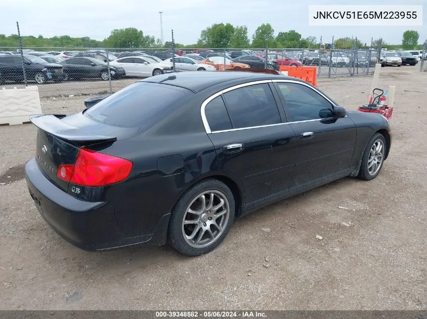 2005 Infiniti G35 VIN: JNKCV51E65M223955 Lot: 39348582