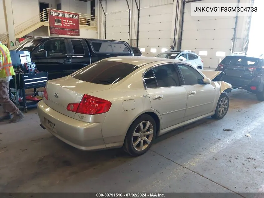 2005 Infiniti G35X VIN: JNKCV51F85M304738 Lot: 39791516