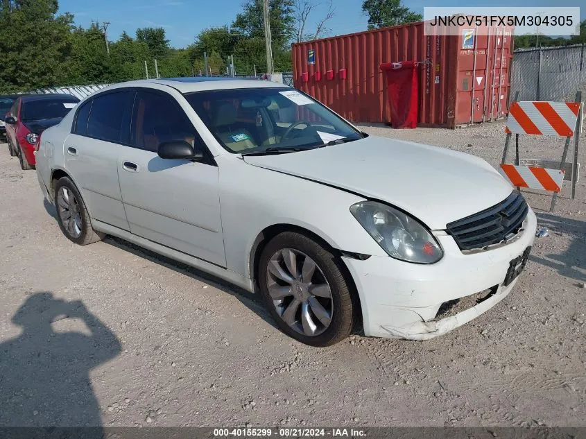 2005 Infiniti G35 VIN: JNKCV51FX5M304305 Lot: 40155299