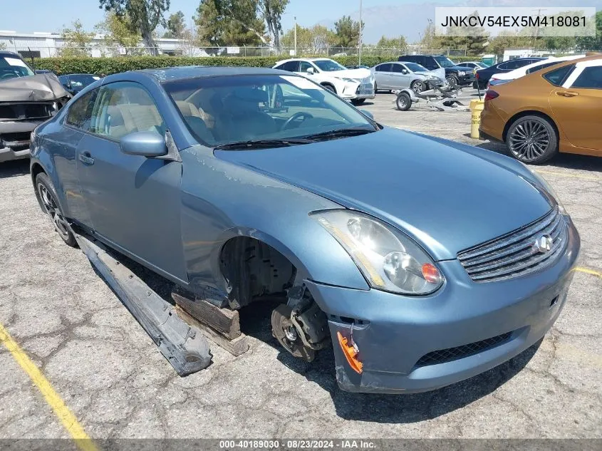 2005 Infiniti G35 VIN: JNKCV54EX5M418081 Lot: 40189030