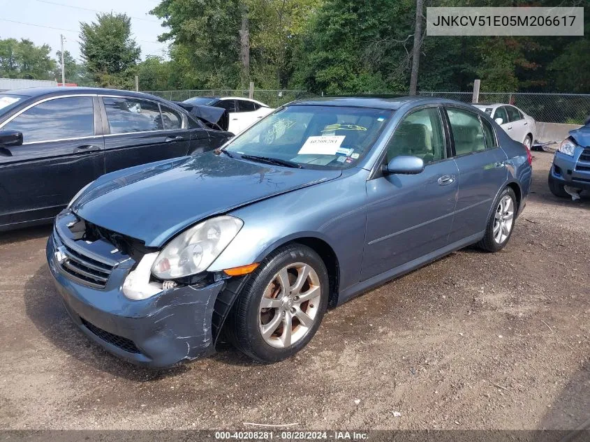 2005 Infiniti G35 VIN: JNKCV51E05M206617 Lot: 40208281