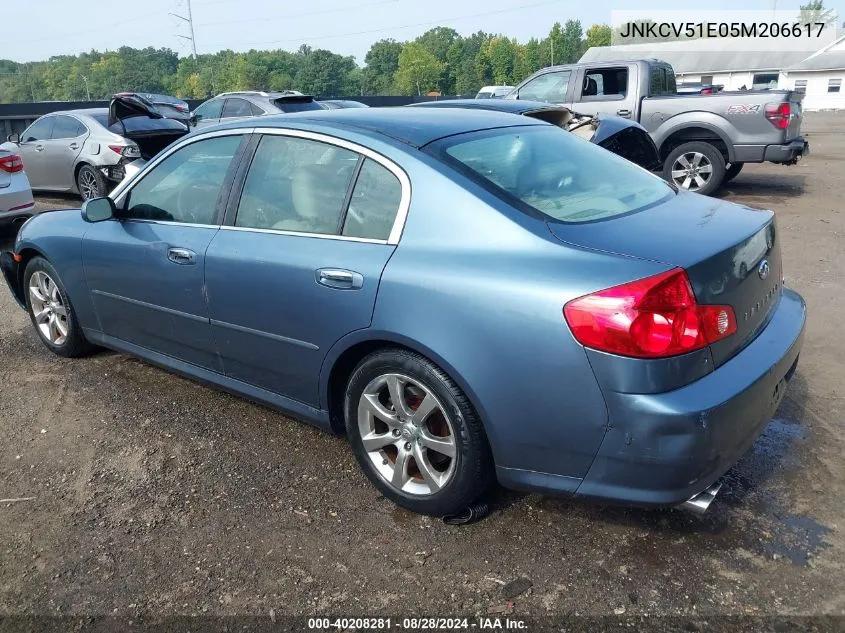 2005 Infiniti G35 VIN: JNKCV51E05M206617 Lot: 40208281