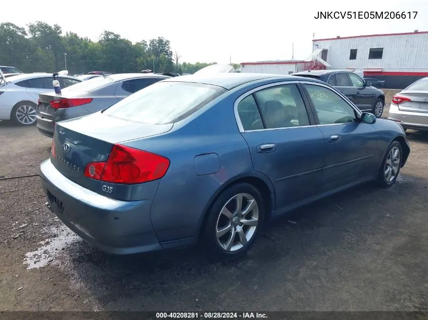 2005 Infiniti G35 VIN: JNKCV51E05M206617 Lot: 40208281