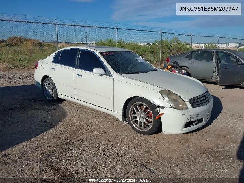 2005 Infiniti G35 VIN: JNKCV51E35M209947 Lot: 40220157