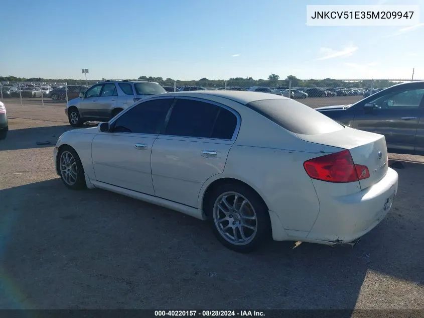 2005 Infiniti G35 VIN: JNKCV51E35M209947 Lot: 40220157