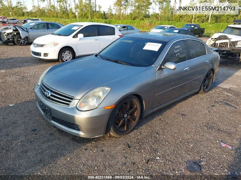 2005 Infiniti G35 VIN: JNKCV51E55M214793 Lot: 40231569