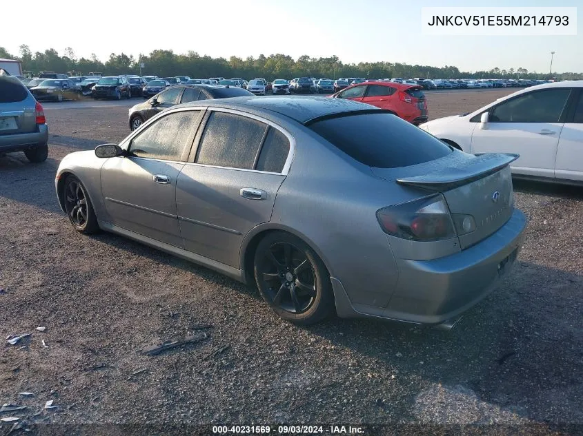 2005 Infiniti G35 VIN: JNKCV51E55M214793 Lot: 40231569