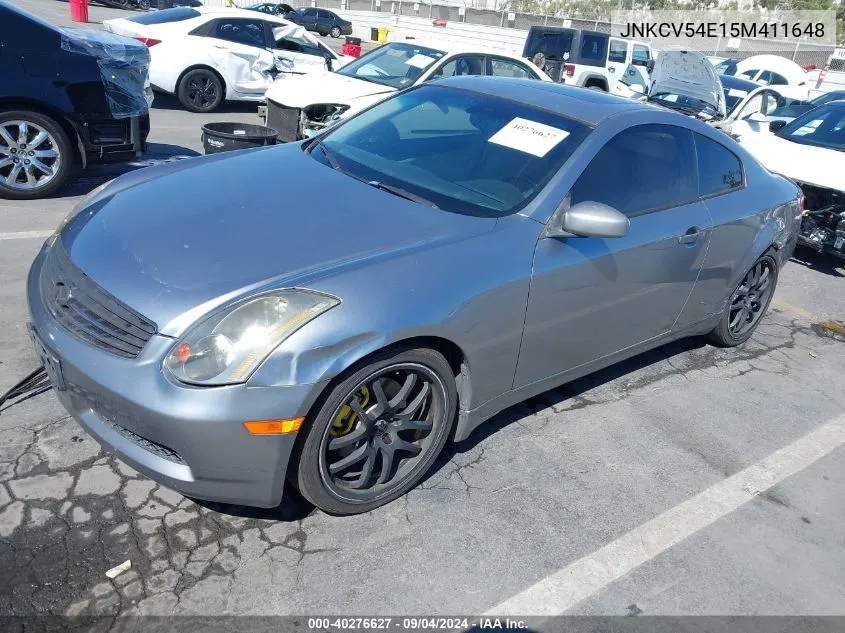 2005 Infiniti G35 VIN: JNKCV54E15M411648 Lot: 40276627