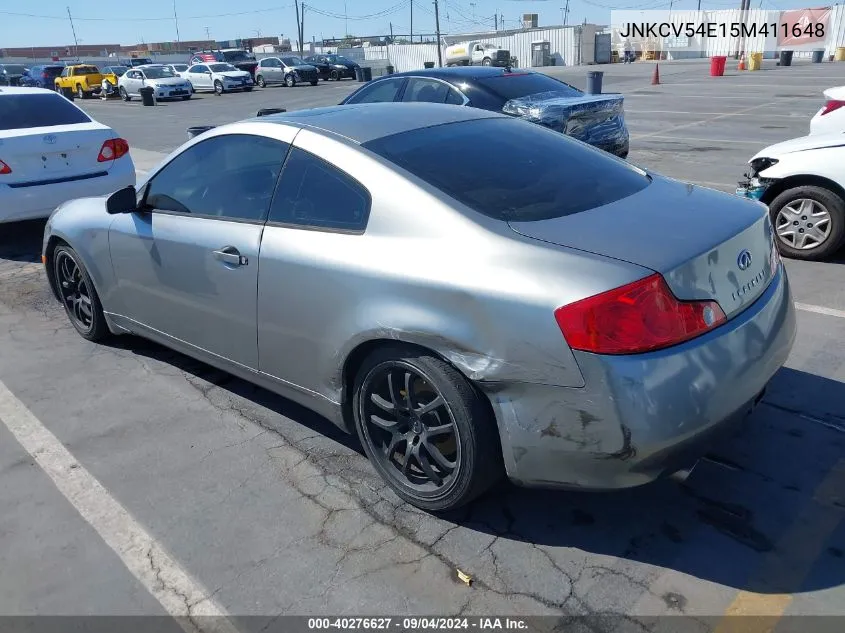 2005 Infiniti G35 VIN: JNKCV54E15M411648 Lot: 40276627