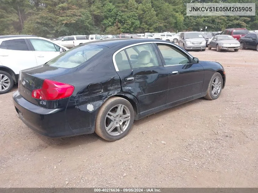 2005 Infiniti G35 VIN: JNKCV51E05M205905 Lot: 40276636