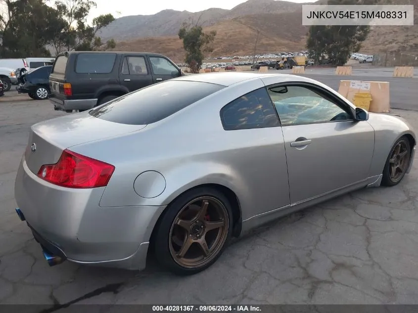 2005 Infiniti G35 VIN: JNKCV54E15M408331 Lot: 40281367