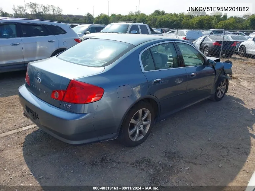 2005 Infiniti G35 VIN: JNKCV51E95M204882 Lot: 40319163