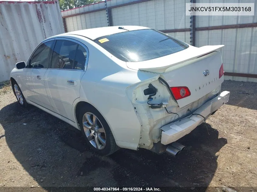 2005 Infiniti G35X VIN: JNKCV51FX5M303168 Lot: 40347964